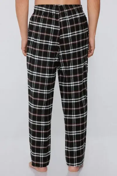 Pantalone Lungo in Flanella Uomo Nero miniatura 2