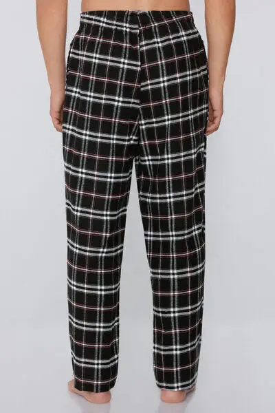 Pantalone Lungo in Flanella Uomo Nero miniatura 2