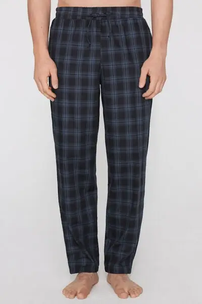 Pantalone Lungo in Tela Cotone con Tasche Uomo Blu