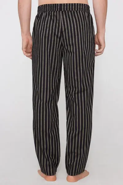 Pantalone Lungo in Tela Cotone con Tasche Uomo Nero miniatura 2