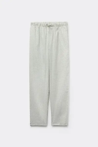 Pantalone Lungo Tela di Cotone Coulisse Donna Verde