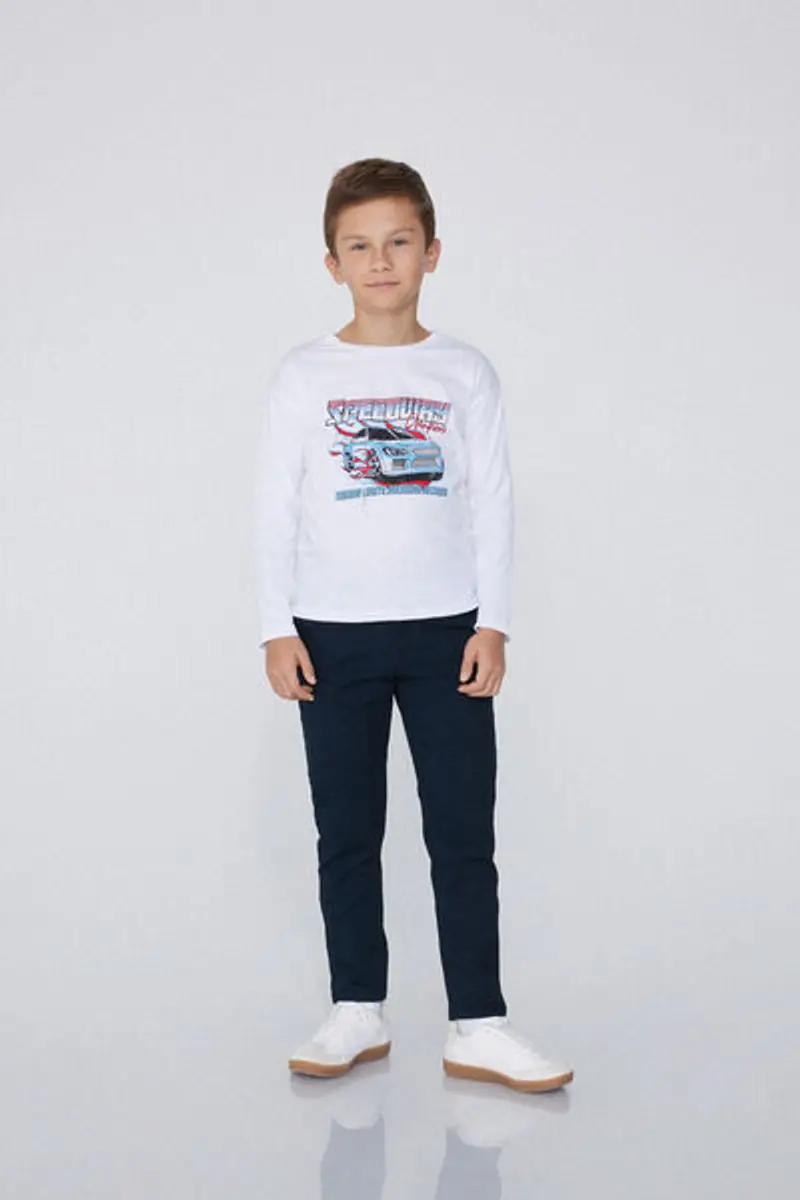 Tezenis Pantaloni Chino in Cotone Elasticizzato Bambino Blu Taglia 10-11 miniatura 2