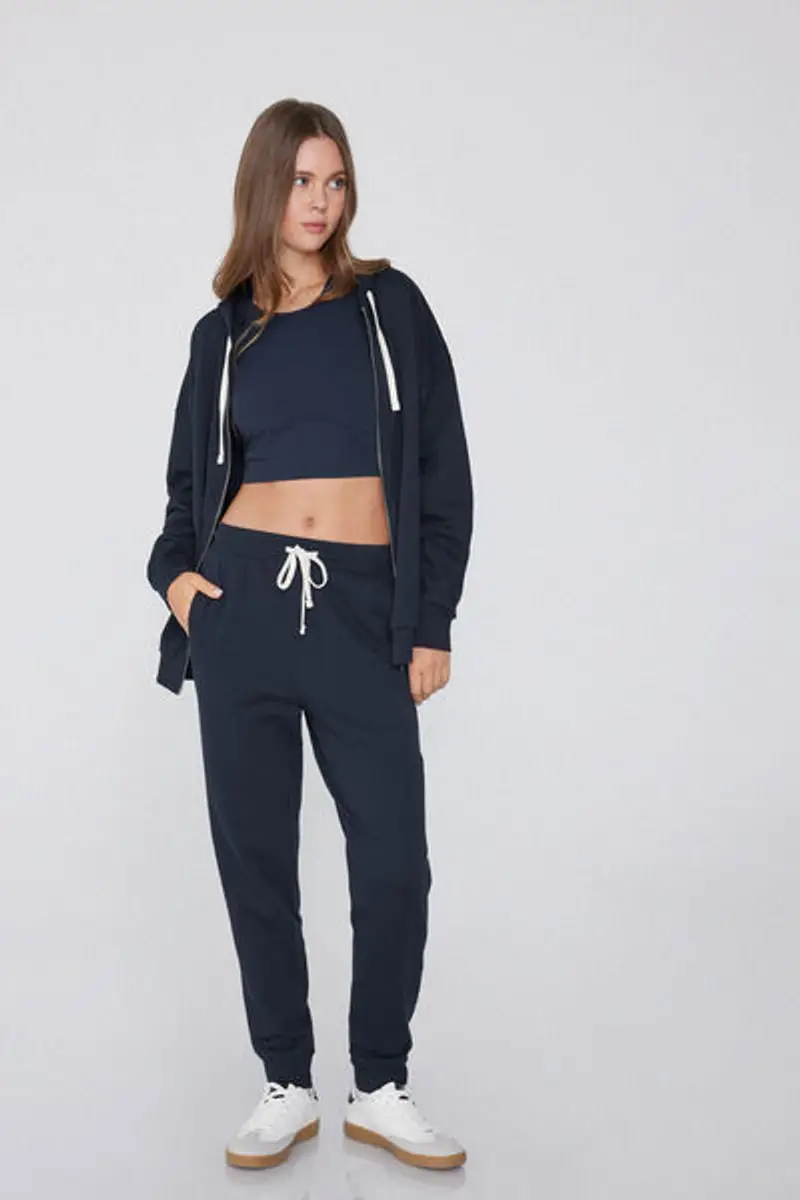 Tezenis Pantaloni Felpa Pesante con Coulisse e Tasche Donna Blu Taglia M miniatura 2