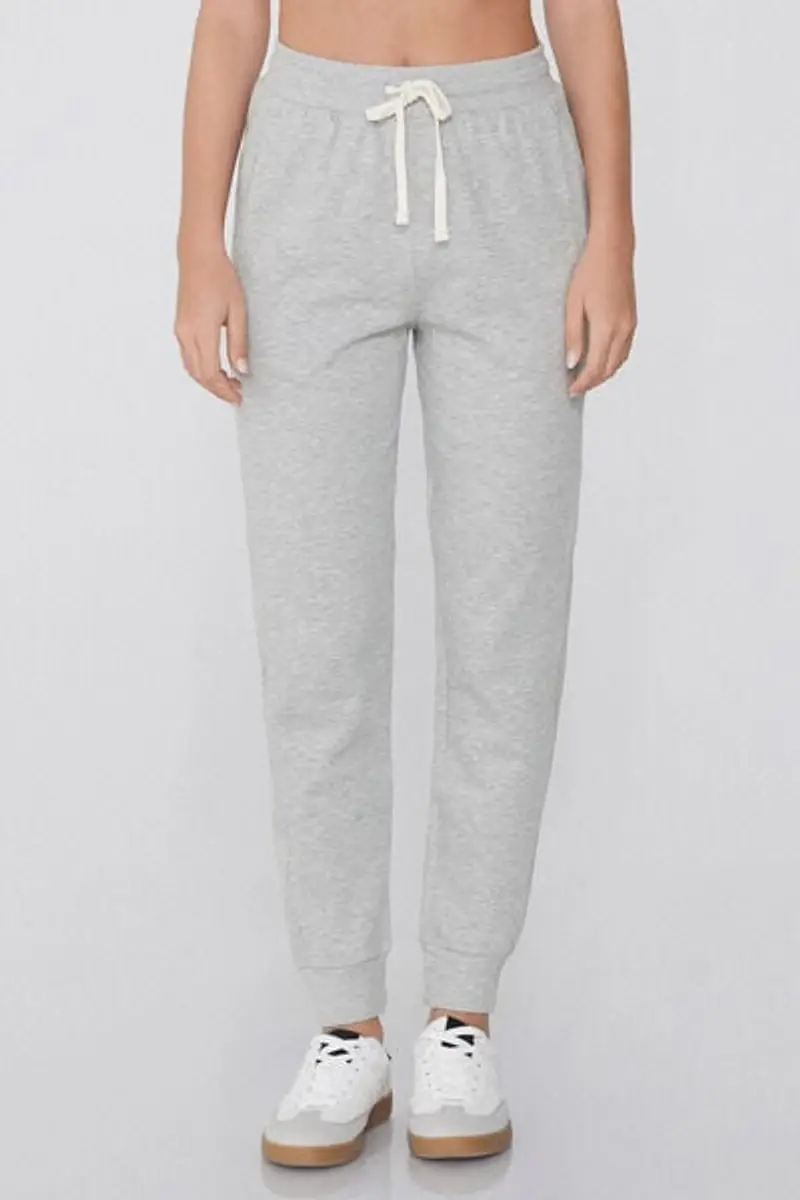 Pantaloni Felpa Pesante con Coulisse e Tasche Donna Grigio