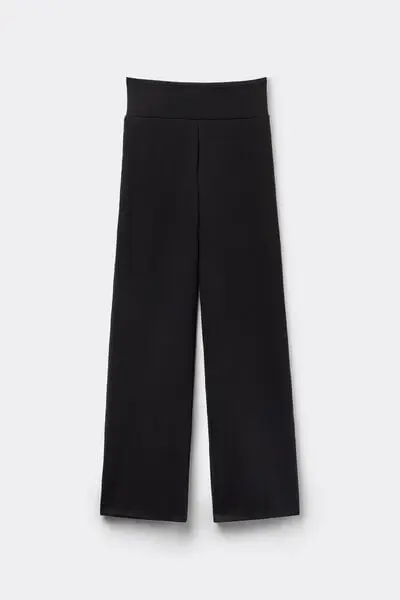 Pantaloni Lunghi a Palazzo Soft Touch Donna Nero