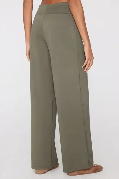 Pantaloni Lunghi a Palazzo Soft Touch Donna Verde miniatura 2