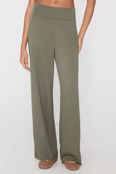 Pantaloni Lunghi a Palazzo Soft Touch Donna Verde