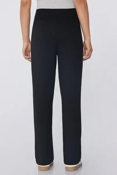 Pantaloni Lunghi a Palazzo Viscosa Soft Touch Donna Nero miniatura 2