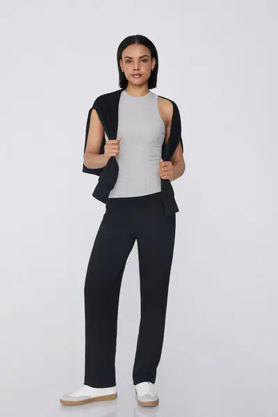 Pantaloni Lunghi a Palazzo Viscosa Soft Touch Donna Nero miniatura 3