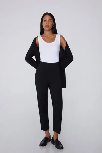 Pantaloni Lunghi a Sigaretta Punto Milano Donna Nero miniatura 3