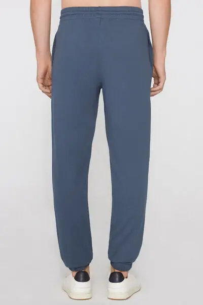 Pantaloni Lunghi Felpa con Tasche Uomo Azzurro miniatura 2