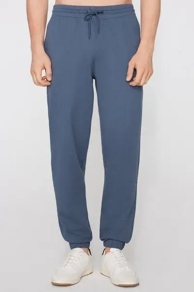 Pantaloni Lunghi Felpa con Tasche Uomo Azzurro