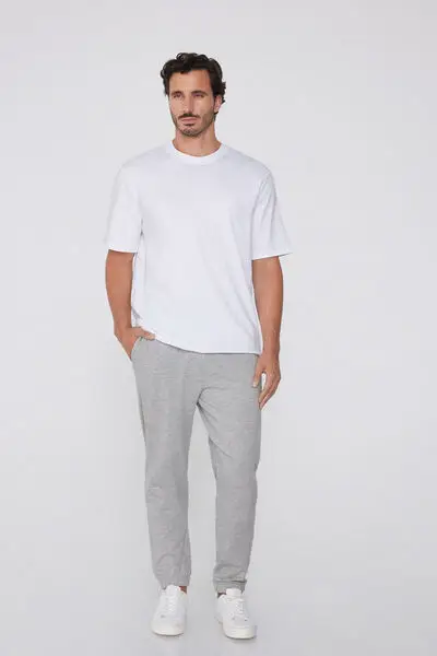 Pantaloni Lunghi Felpa con Tasche Uomo Grigio miniatura 3