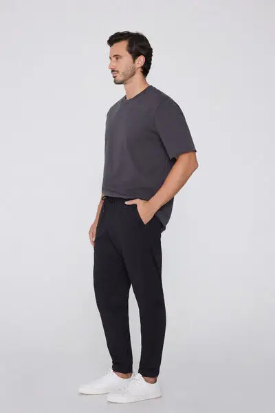 Pantaloni Lunghi Felpa con Tasche Uomo Nero miniatura 3