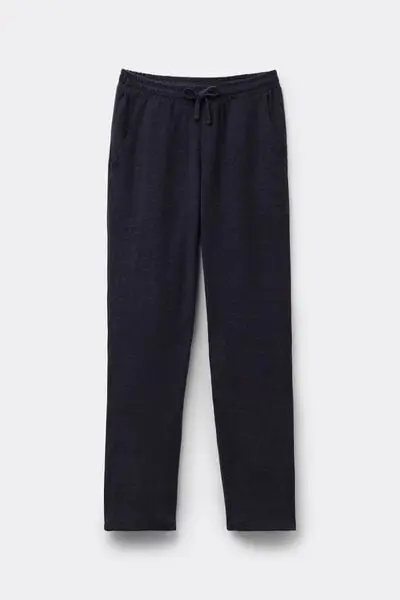 Pantaloni Lunghi Felpa Rovesciata con Tasche Uomo Blu miniatura 2