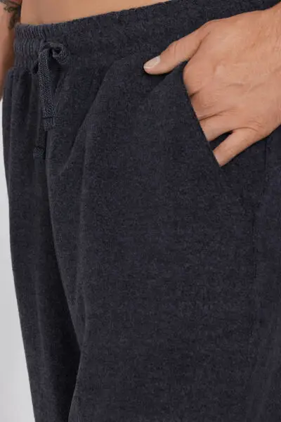 Pantaloni Lunghi Felpa Rovesciata con Tasche Uomo Blu miniatura 3