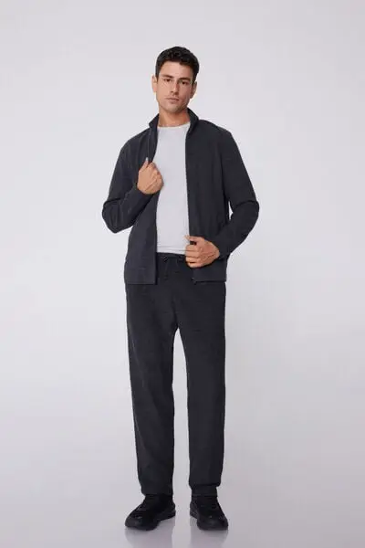 Pantaloni Lunghi Felpa Rovesciata con Tasche Uomo Blu