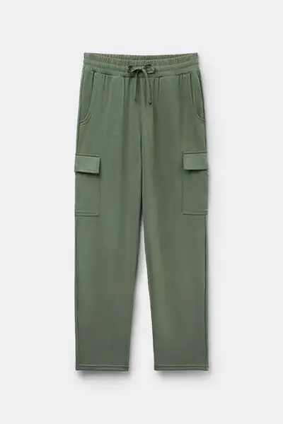 Pantaloni Lunghi Felpa Soft Touch Cargo Uomo Verde