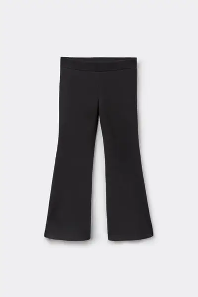 Pantaloni Lunghi Flare Bimba Cotone Termico Bambina Nero