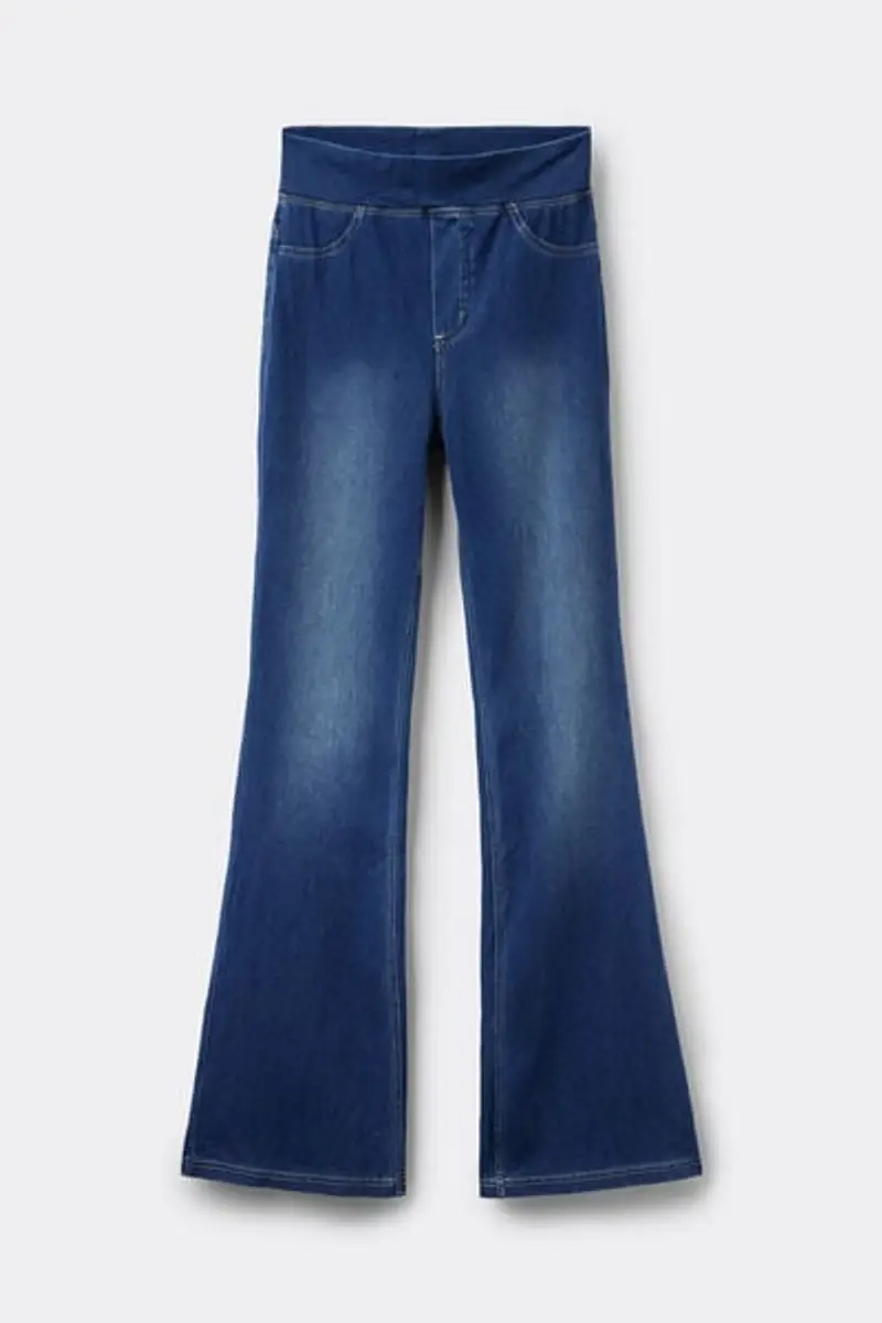 Tezenis Pantaloni Lunghi Flare Soft Flex Denim Donna Blu Taglia L