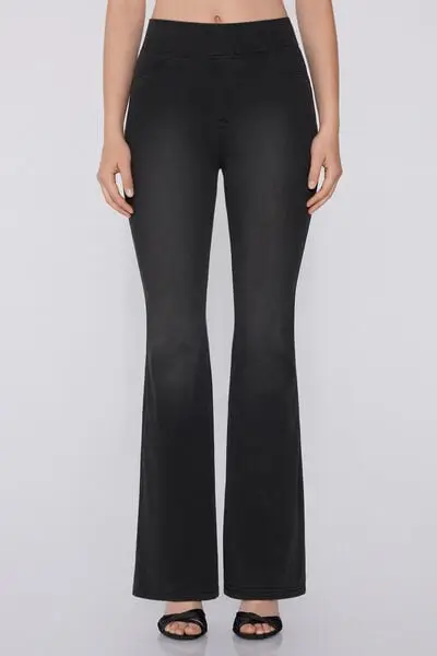 Pantaloni Lunghi Flare Soft Flex Denim Donna Nero