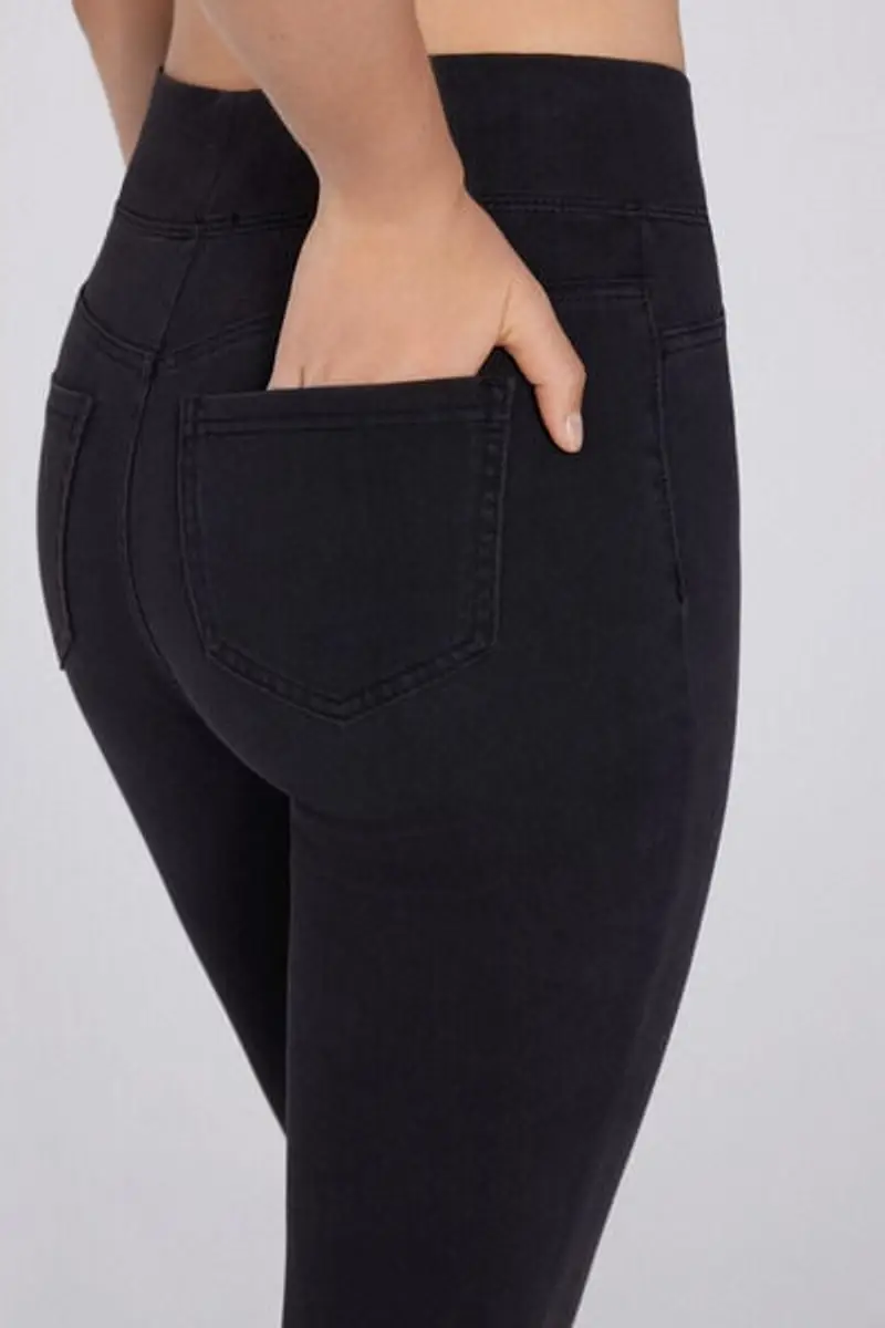 Tezenis Pantaloni Lunghi Flare Soft Flex Denim Donna Nero Taglia L miniatura 3