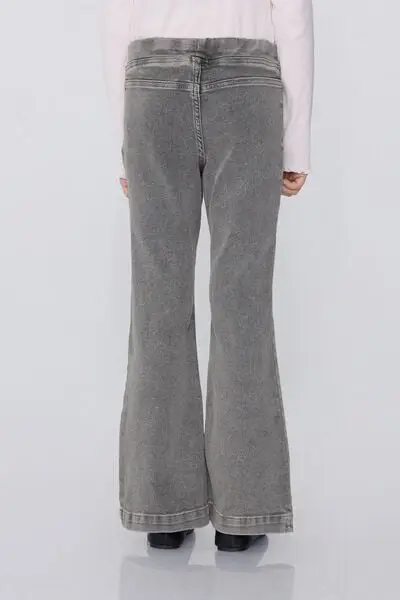 Pantaloni Lunghi in Denim Modello Dritto Bambina Grigio miniatura 2