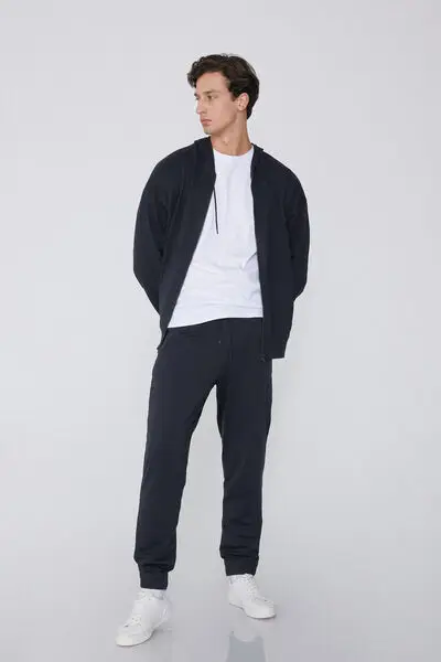 Pantaloni Lunghi in Felpa con Tasche Uomo Blu miniatura 3