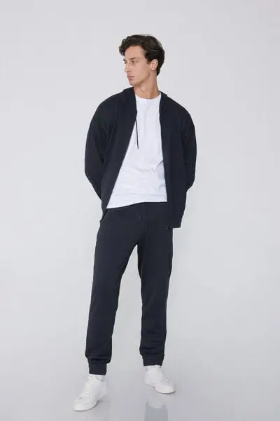 Pantaloni Lunghi in Felpa con Tasche Uomo Blu