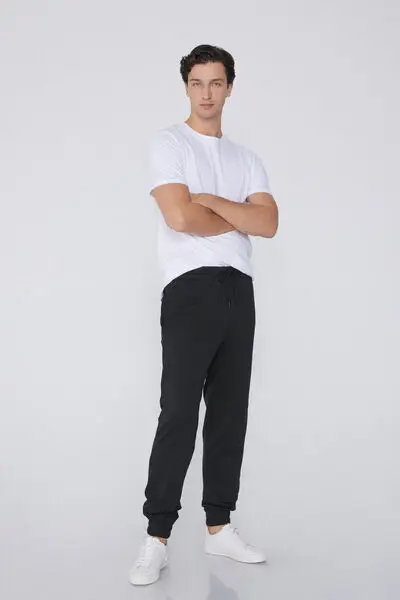 Pantaloni Lunghi in Felpa con Tasche Uomo Nero miniatura 3