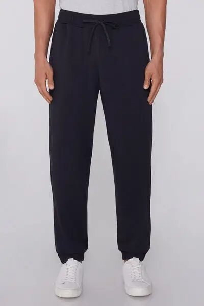 Pantaloni Lunghi in Felpa Double Uomo Blu