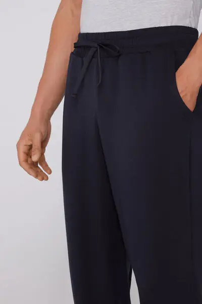 Pantaloni Lunghi in Felpa Double Uomo Blu miniatura 3