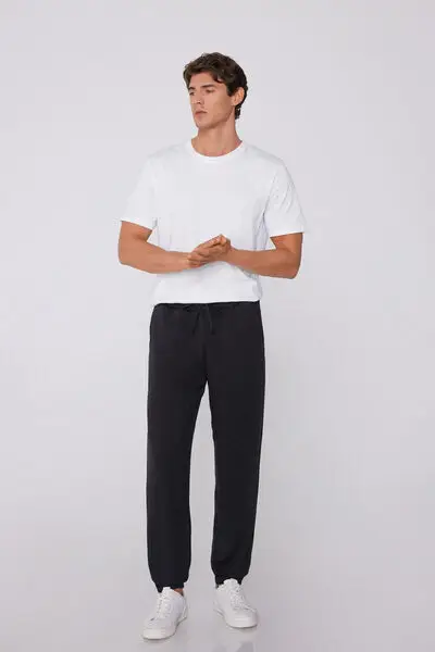 Pantaloni Lunghi in Felpa Double Uomo Nero miniatura 3