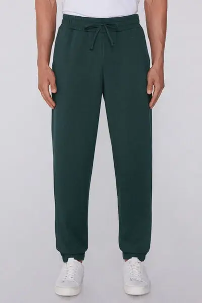 Pantaloni Lunghi in Felpa Double Uomo Verde