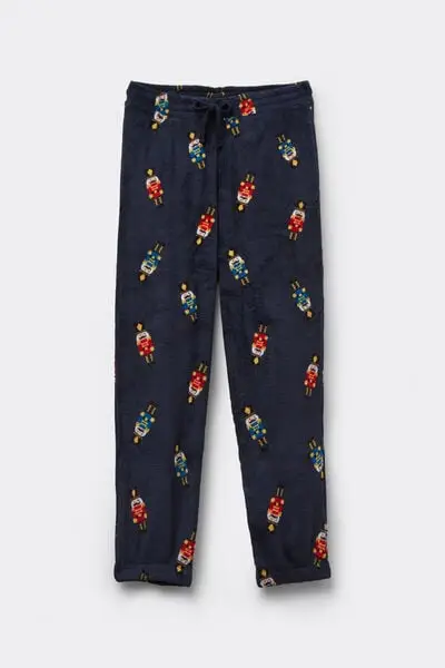 Pantaloni Lunghi in Pile Leggero con Tasche Uomo Blu