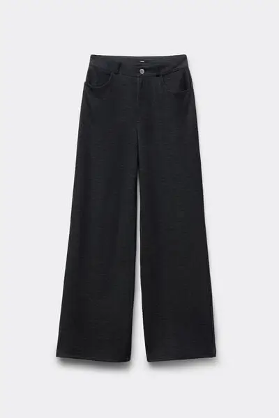 Pantaloni Lunghi Palazzo Effetto Denim Donna Blu