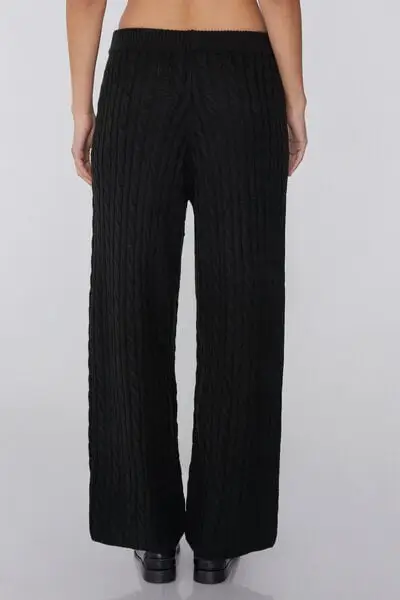 Pantaloni Lunghi Palazzo Trecce Donna Nero miniatura 2