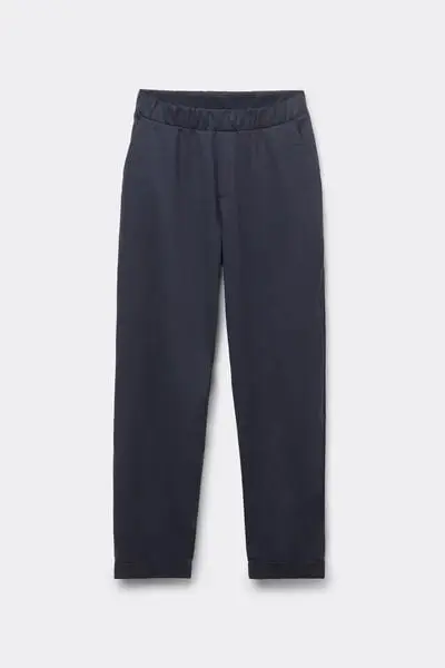 Pantaloni Lunghi Sigaretta Gabardine Donna Blu miniatura 2