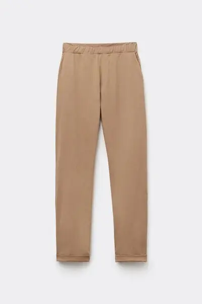 Pantaloni Lunghi Sigaretta Gabardine Donna Marrone miniatura 2