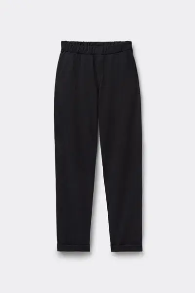 Pantaloni Lunghi Sigaretta Gabardine Donna Nero miniatura 2