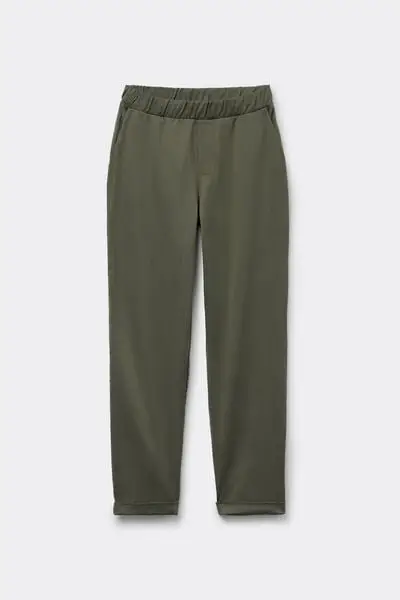 Pantaloni Lunghi Sigaretta Gabardine Donna Verde miniatura 2