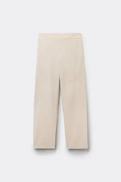 Pantaloni Lunghi Sigaretta Tela di Cotone Donna Naturale miniatura 2