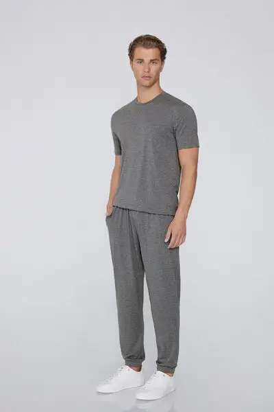 Pantaloni Lunghi Viscosa con Coulisse Uomo Grigio miniatura 3
