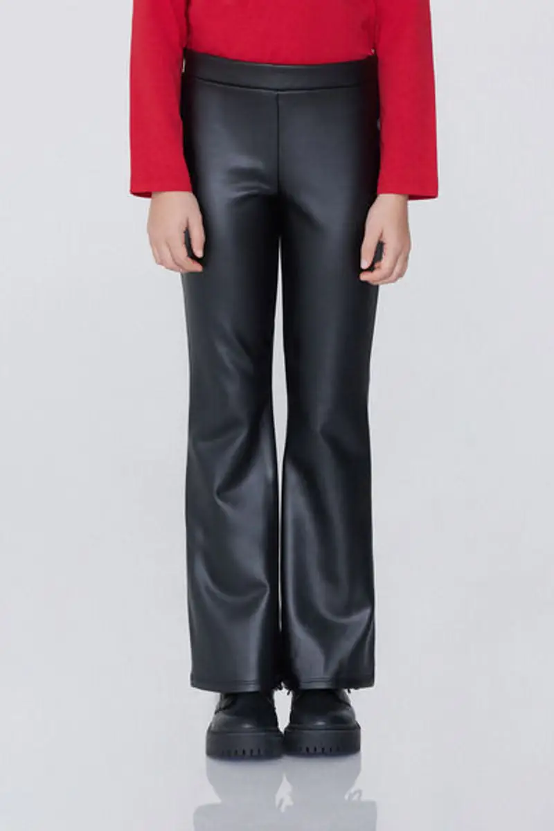 Tezenis Pantaloni Termici Flare Effetto Pelle Bimba Bambina Nero Taglia 10-11
