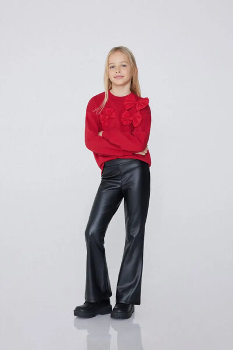 Tezenis Pantaloni Termici Flare Effetto Pelle Bimba Bambina Nero Taglia 10-11 miniatura 2