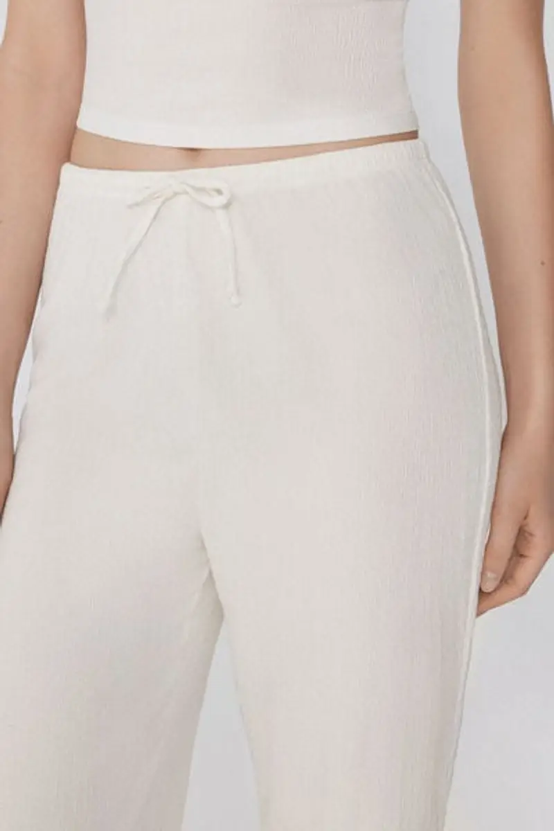 Tezenis Pantapalazzo Effetto Crepe con Coulisse Donna Bianco Taglia L miniatura 3