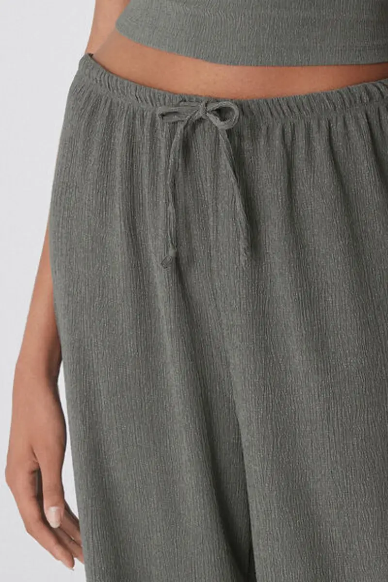 Tezenis Pantapalazzo Effetto Crepe con Coulisse Donna Verde Taglia L miniatura 3