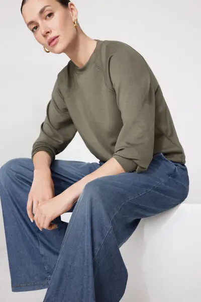 Pantapalazzo in Denim Stretch Donna Blu miniatura 3