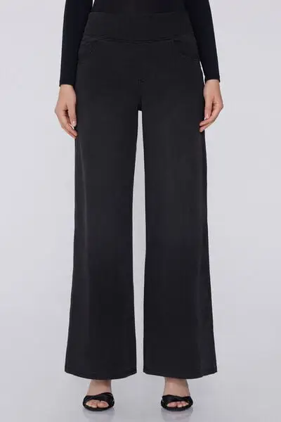 Pantapalazzo Soft Flex Denim Donna Nero