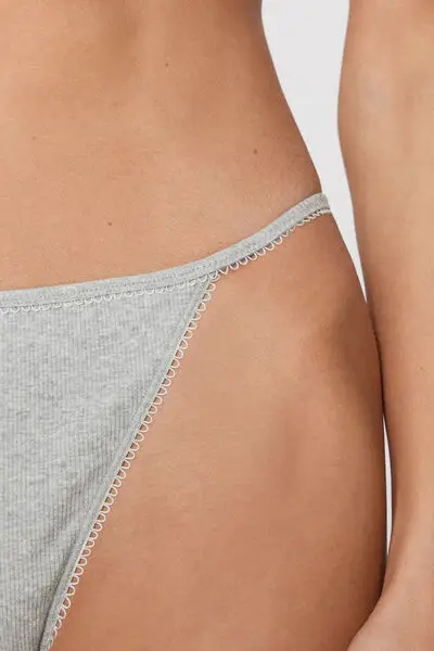 Perizoma con Fianchetto Tanga Cotton Cutie Donna Grigio miniatura 3